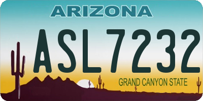 AZ license plate ASL7232