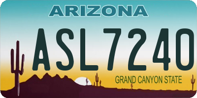 AZ license plate ASL7240