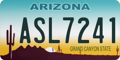 AZ license plate ASL7241