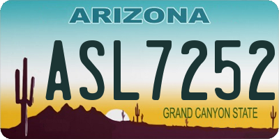 AZ license plate ASL7252