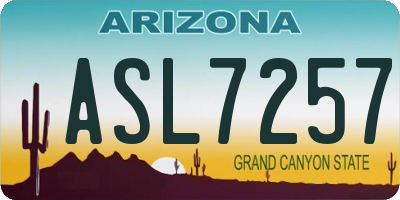 AZ license plate ASL7257