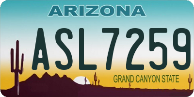 AZ license plate ASL7259