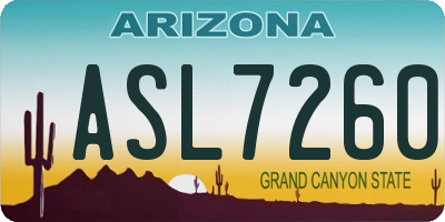 AZ license plate ASL7260