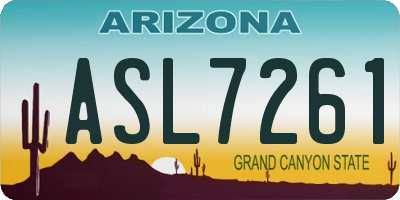 AZ license plate ASL7261