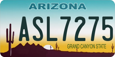 AZ license plate ASL7275