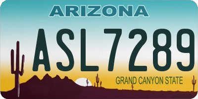 AZ license plate ASL7289