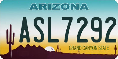 AZ license plate ASL7292