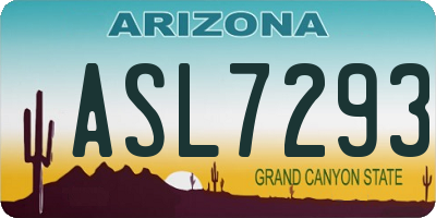 AZ license plate ASL7293