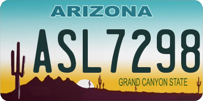 AZ license plate ASL7298