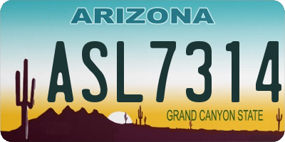 AZ license plate ASL7314