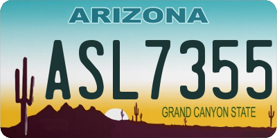AZ license plate ASL7355