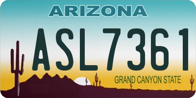 AZ license plate ASL7361