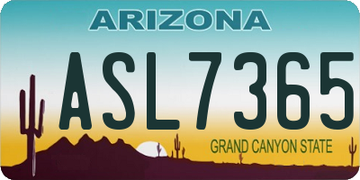 AZ license plate ASL7365