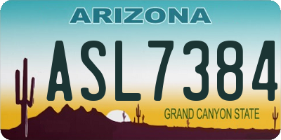 AZ license plate ASL7384
