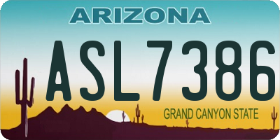 AZ license plate ASL7386