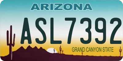 AZ license plate ASL7392