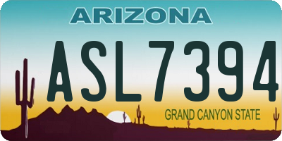 AZ license plate ASL7394