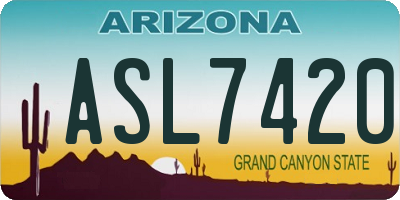 AZ license plate ASL7420