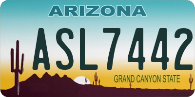 AZ license plate ASL7442