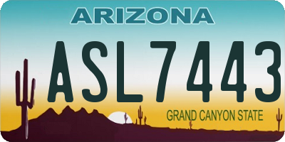AZ license plate ASL7443