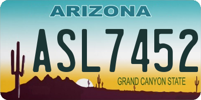 AZ license plate ASL7452