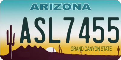 AZ license plate ASL7455