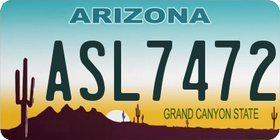 AZ license plate ASL7472