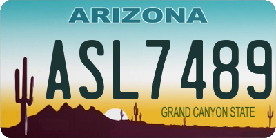 AZ license plate ASL7489