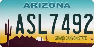 AZ license plate ASL7492