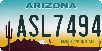 AZ license plate ASL7494