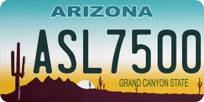 AZ license plate ASL7500