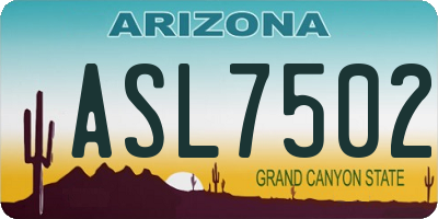 AZ license plate ASL7502
