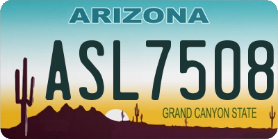 AZ license plate ASL7508