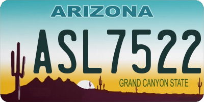 AZ license plate ASL7522