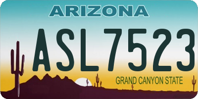 AZ license plate ASL7523