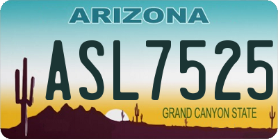 AZ license plate ASL7525