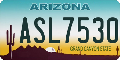 AZ license plate ASL7530