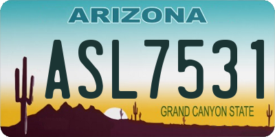AZ license plate ASL7531