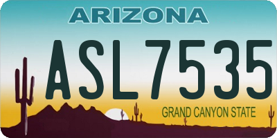 AZ license plate ASL7535
