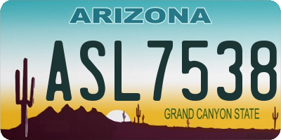AZ license plate ASL7538