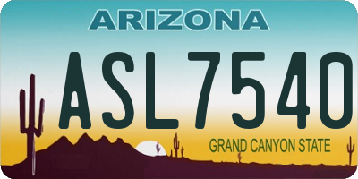 AZ license plate ASL7540