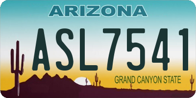 AZ license plate ASL7541