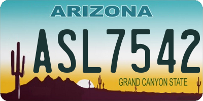 AZ license plate ASL7542