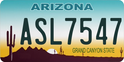 AZ license plate ASL7547