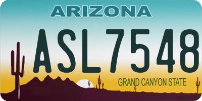 AZ license plate ASL7548