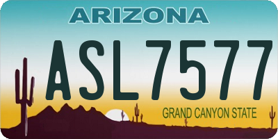 AZ license plate ASL7577