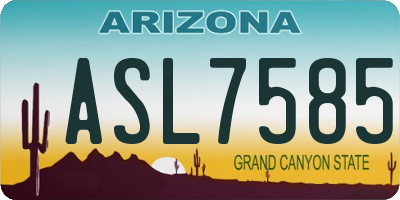 AZ license plate ASL7585