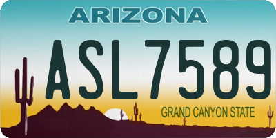 AZ license plate ASL7589