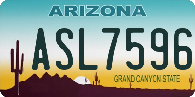 AZ license plate ASL7596