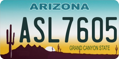 AZ license plate ASL7605